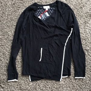 Black wrap sweater. White polka dot. Size M